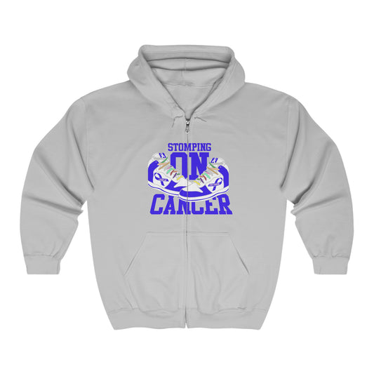 Stomping on Cancer Blue Unisex Heavy Blend™ Full Zip Hooded