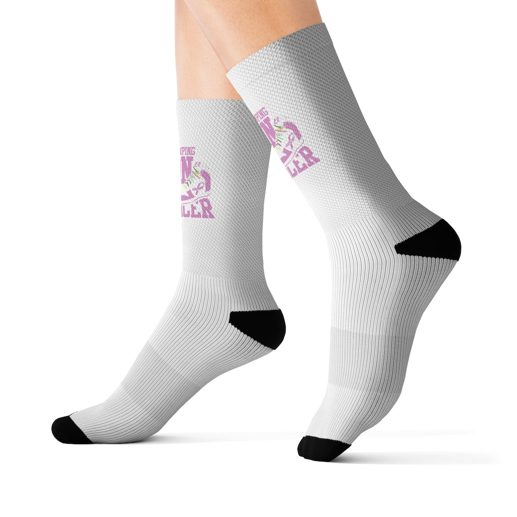 Stomping on Cancer Pink Sublimation Socks