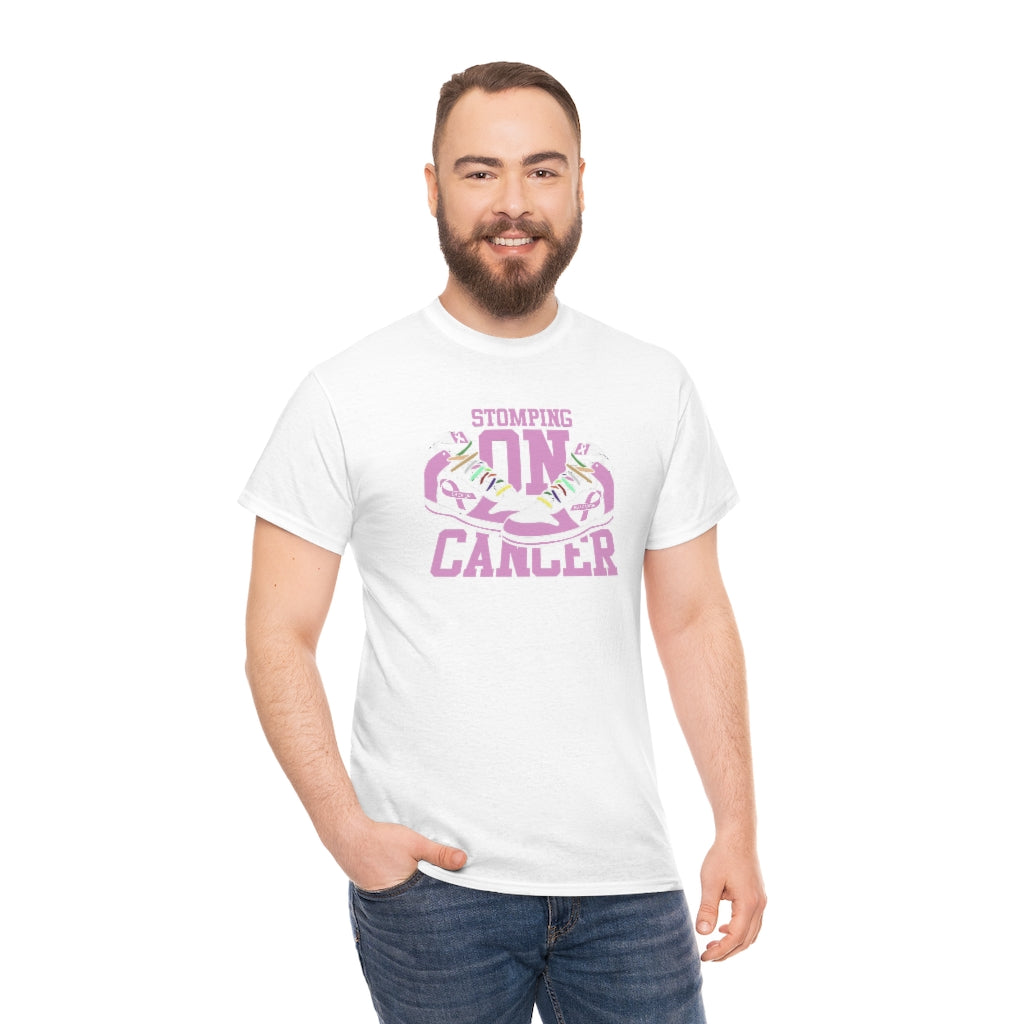 Stomping on Cancer Pink Unisex Heavy Cotton Tee