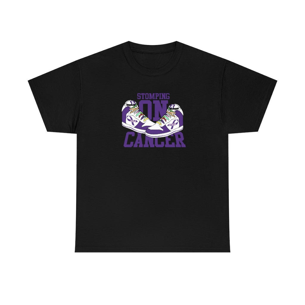 Stomping on Cancer Purple Unisex Heavy Cotton Tee