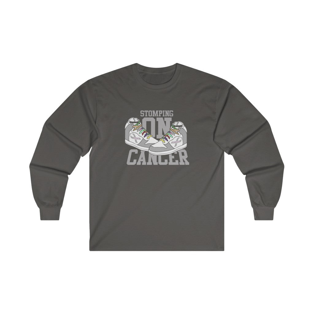 Stomping on Cancer Grey Ultra Cotton Long Sleeve Tee