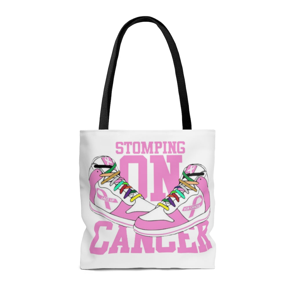 Stomping on Cancer Pink AOP Tote Bag