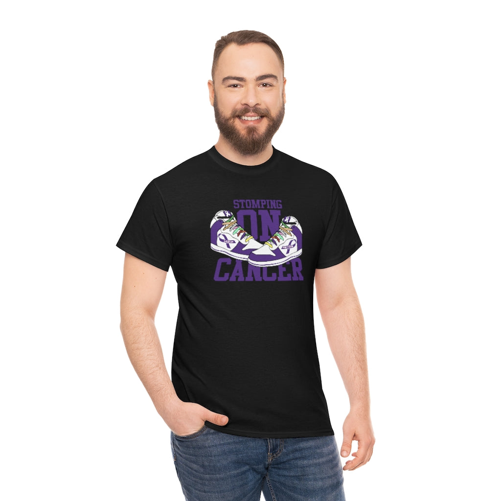 Stomping on Cancer Purple Unisex Heavy Cotton Tee