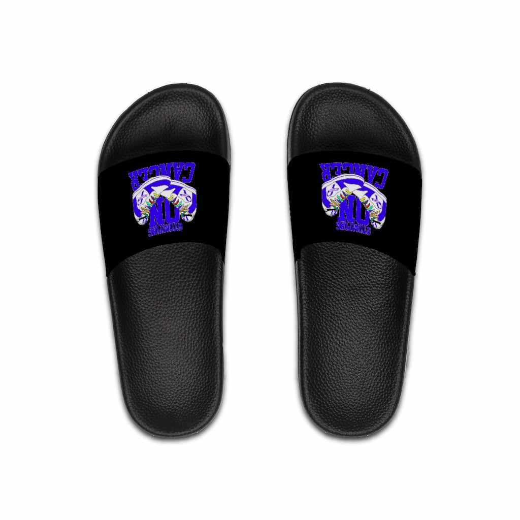 Stomping on Cancer Blue Men's Slide Sandals