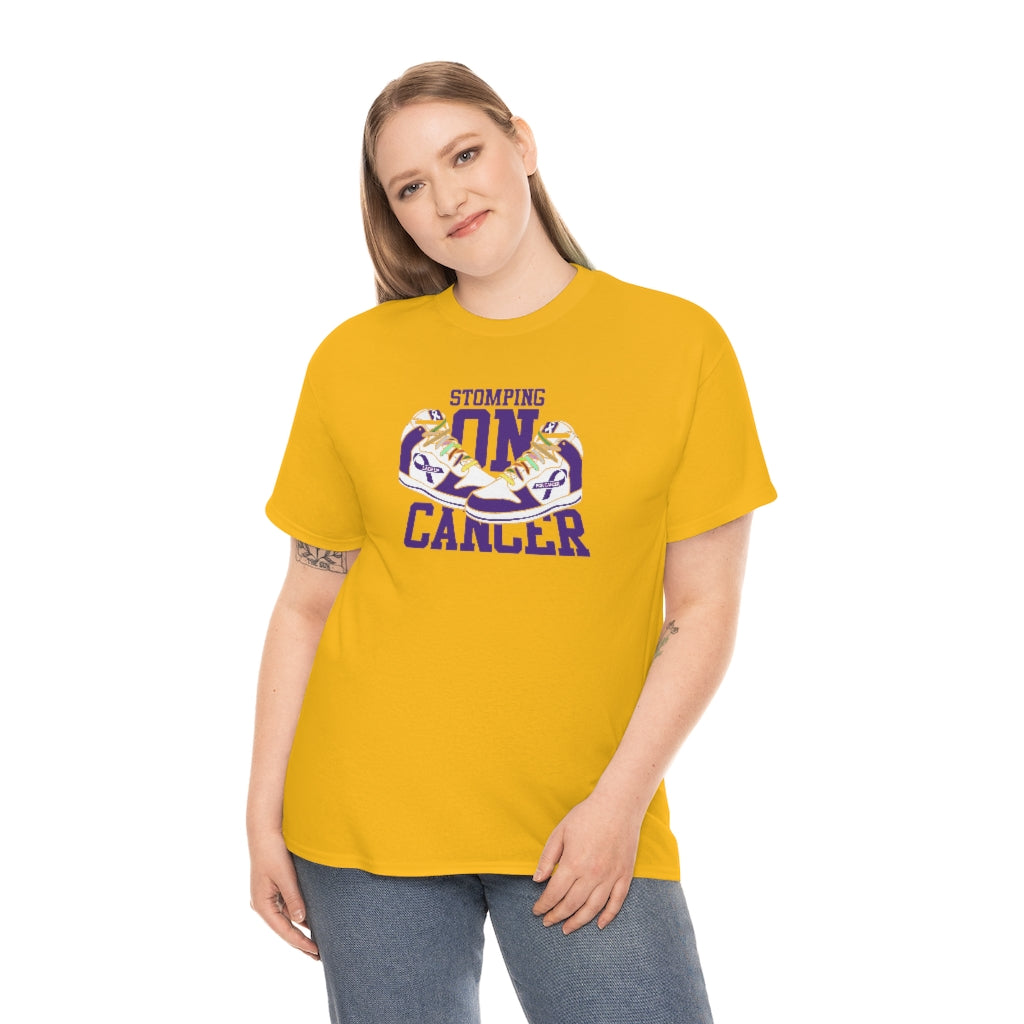 Stomping on Cancer Purple Unisex Heavy Cotton Tee