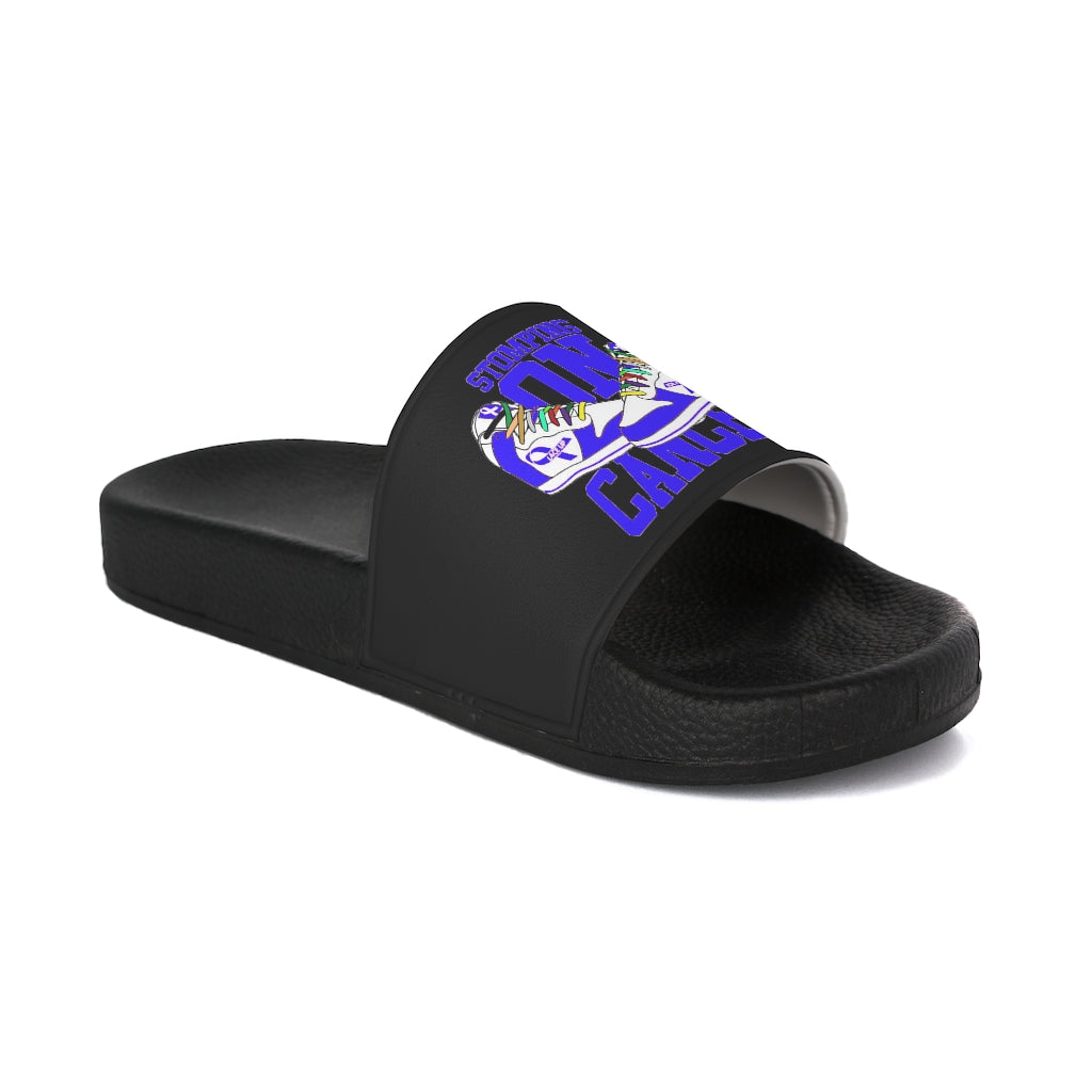 Stomping on Cancer Blue Women's Slide Sandals