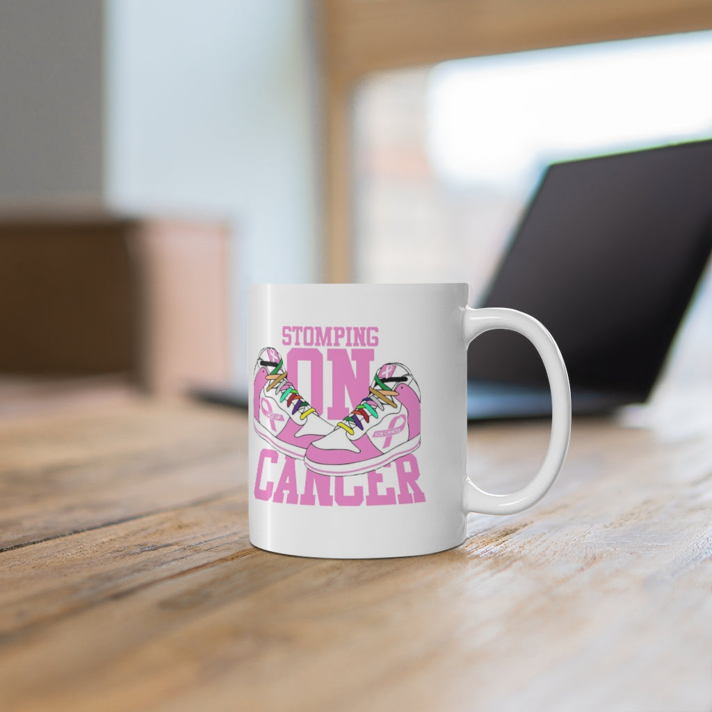 Stomping on Cancer Pink Ceramic Mug 11oz