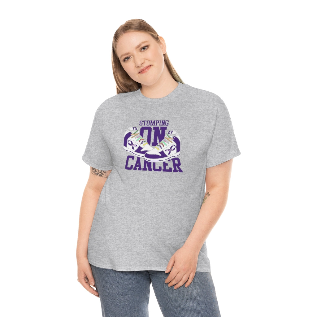 Stomping on Cancer Purple Unisex Heavy Cotton Tee