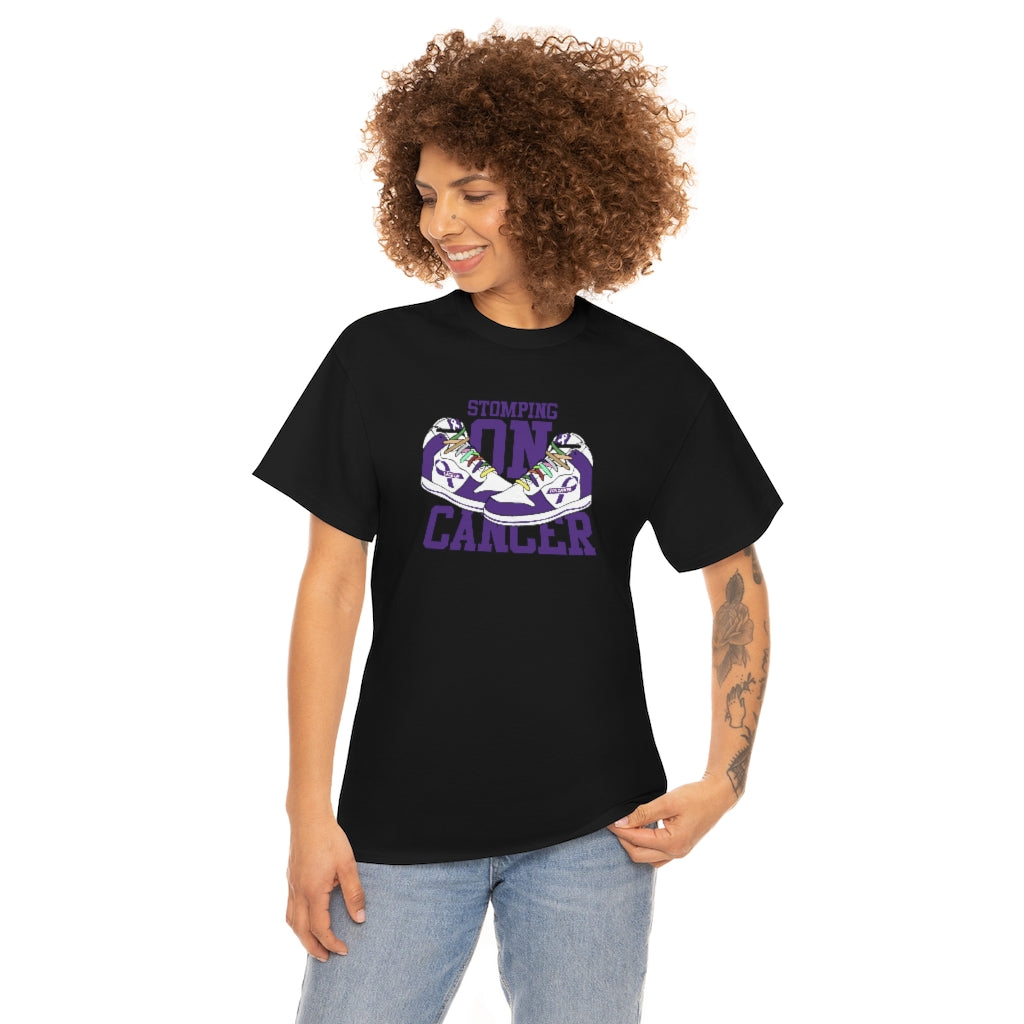 Stomping on Cancer Purple Unisex Heavy Cotton Tee