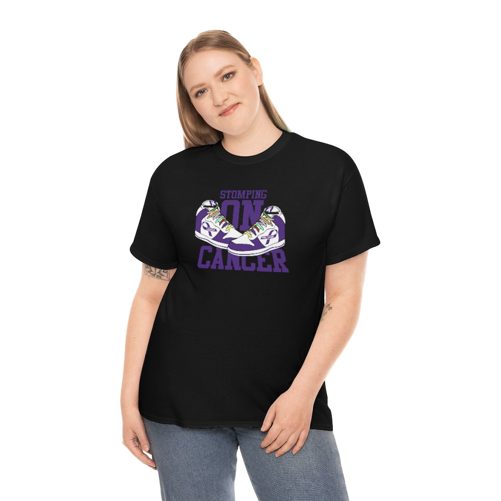 Stomping on Cancer Purple Unisex Heavy Cotton Tee