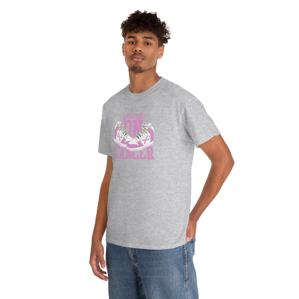 Stomping on Cancer Pink Unisex Heavy Cotton Tee