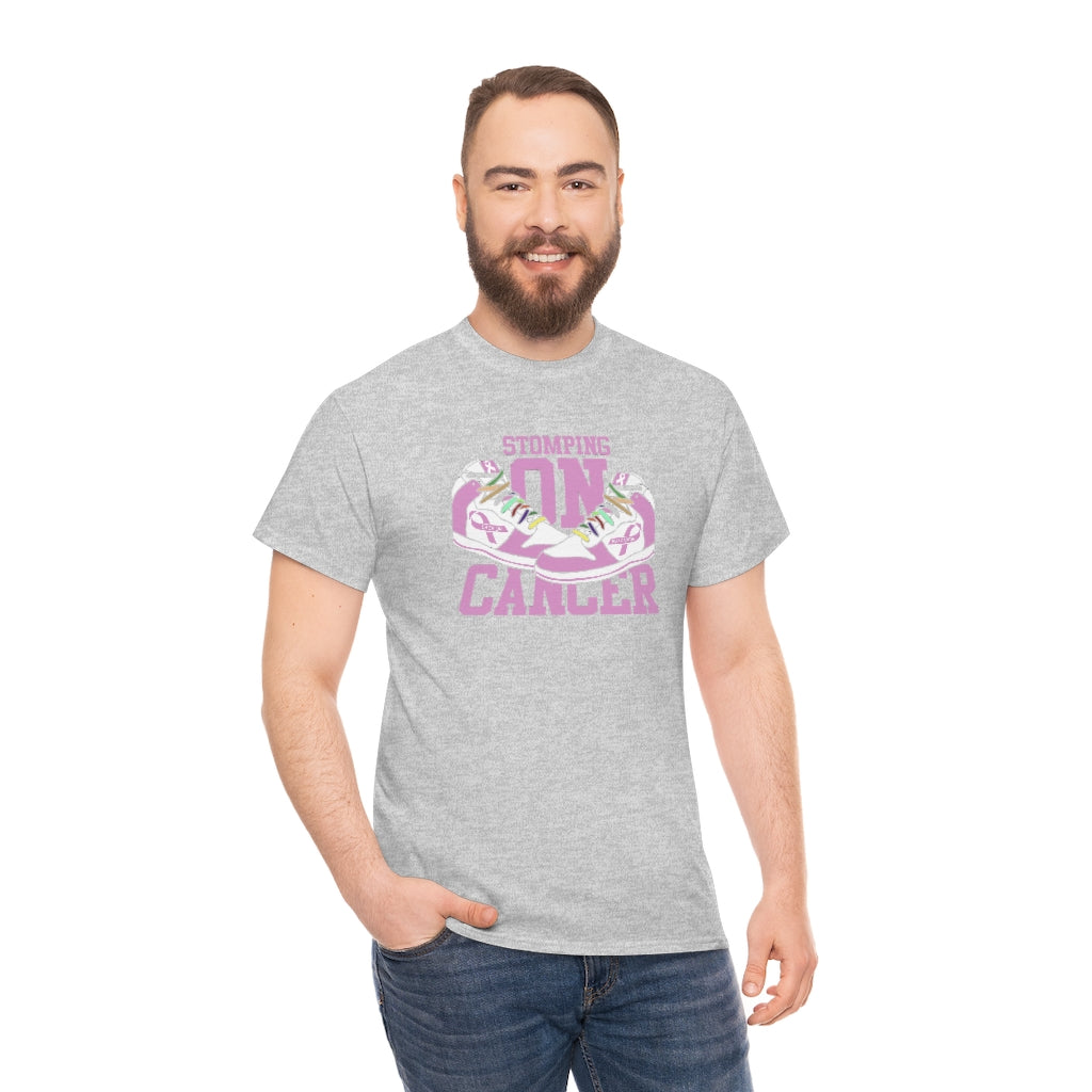 Stomping on Cancer Pink Unisex Heavy Cotton Tee