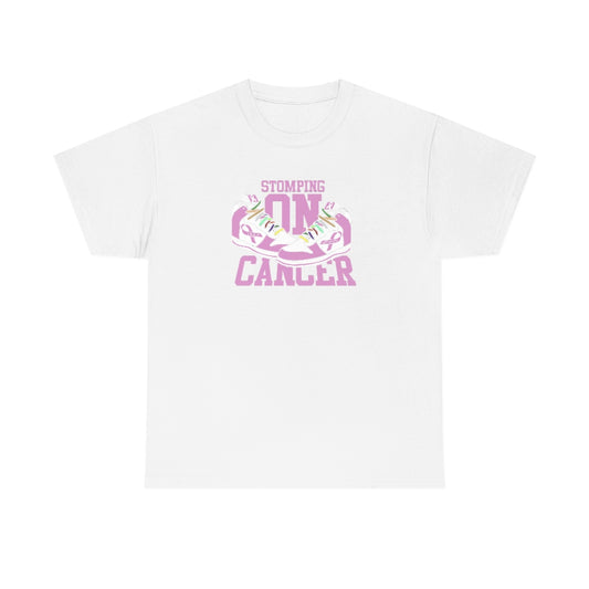 Stomping on Cancer Pink Unisex Heavy Cotton Tee