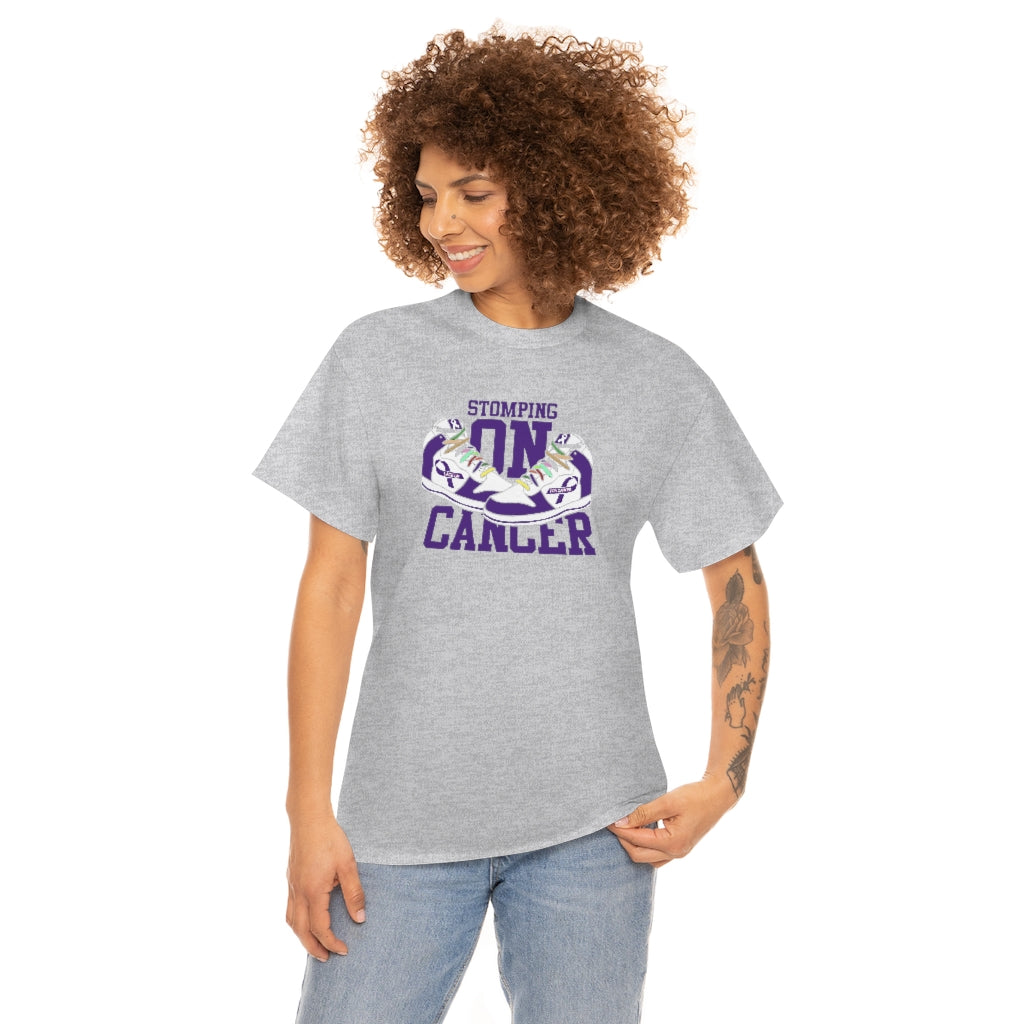 Stomping on Cancer Purple Unisex Heavy Cotton Tee