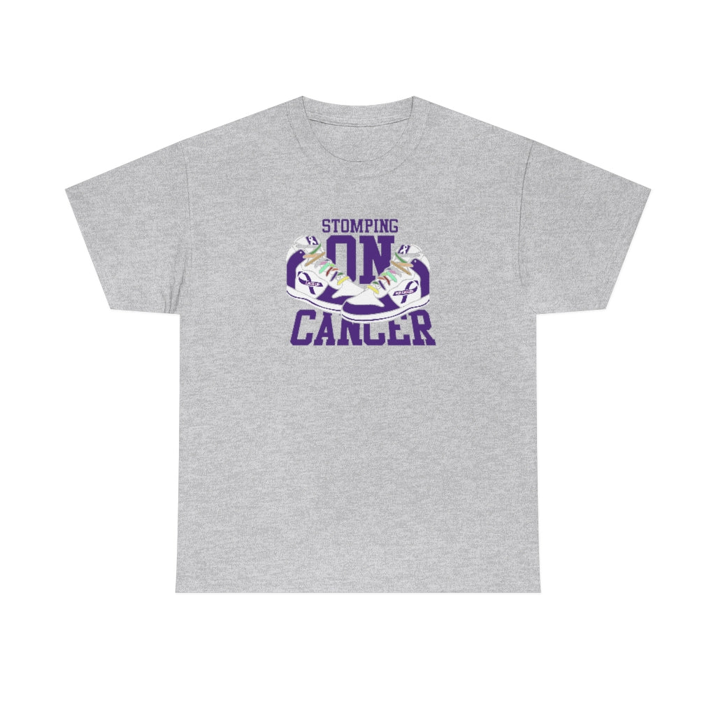 Stomping on Cancer Purple Unisex Heavy Cotton Tee