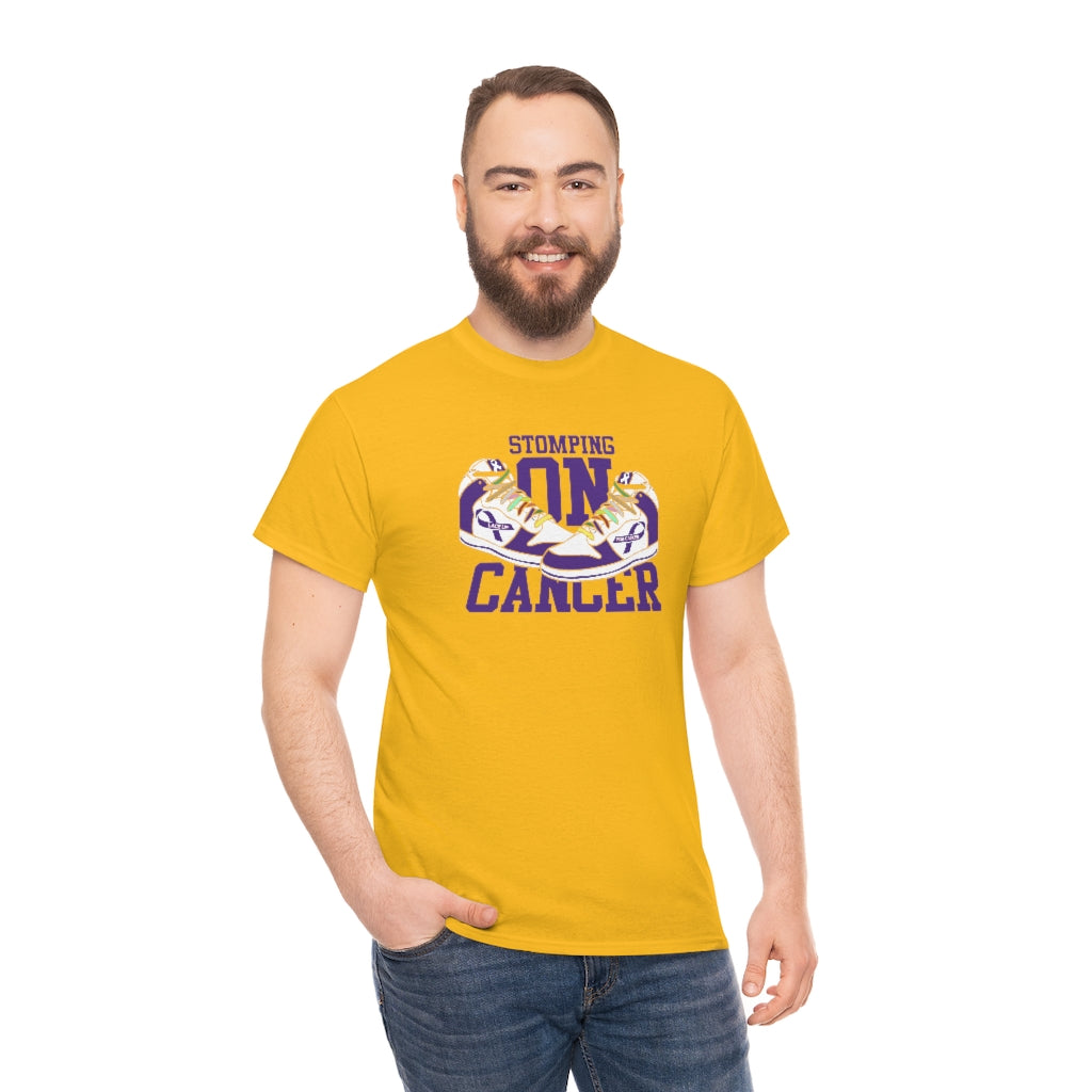 Stomping on Cancer Purple Unisex Heavy Cotton Tee