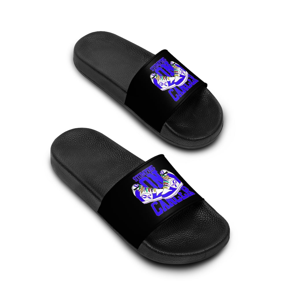 Stomping on Cancer Blue Women's Slide Sandals