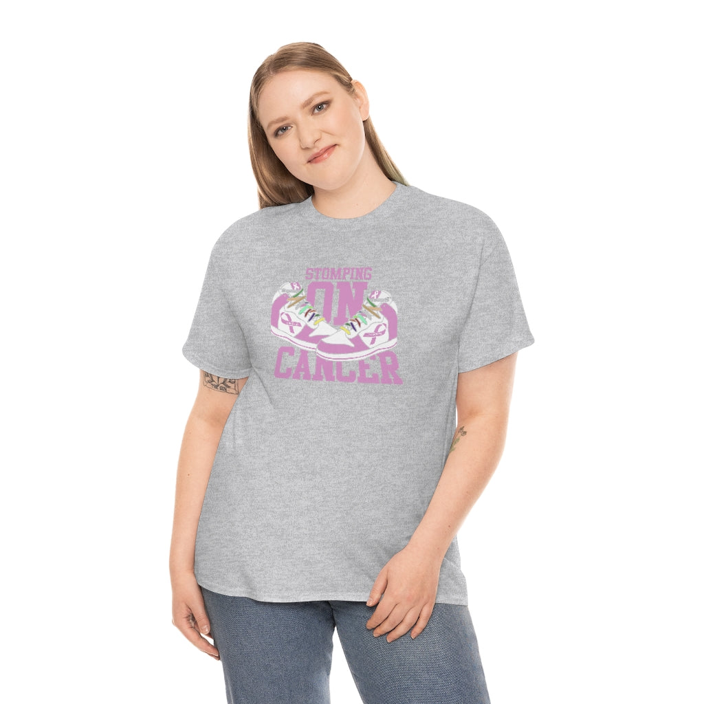 Stomping on Cancer Pink Unisex Heavy Cotton Tee