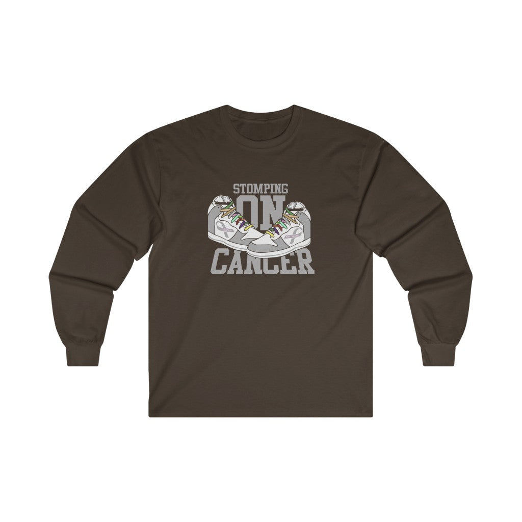 Stomping on Cancer Grey Ultra Cotton Long Sleeve Tee