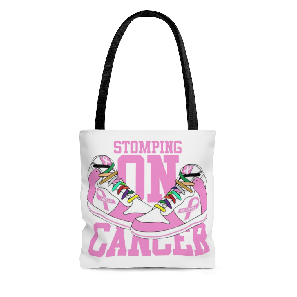 Stomping on Cancer Pink AOP Tote Bag