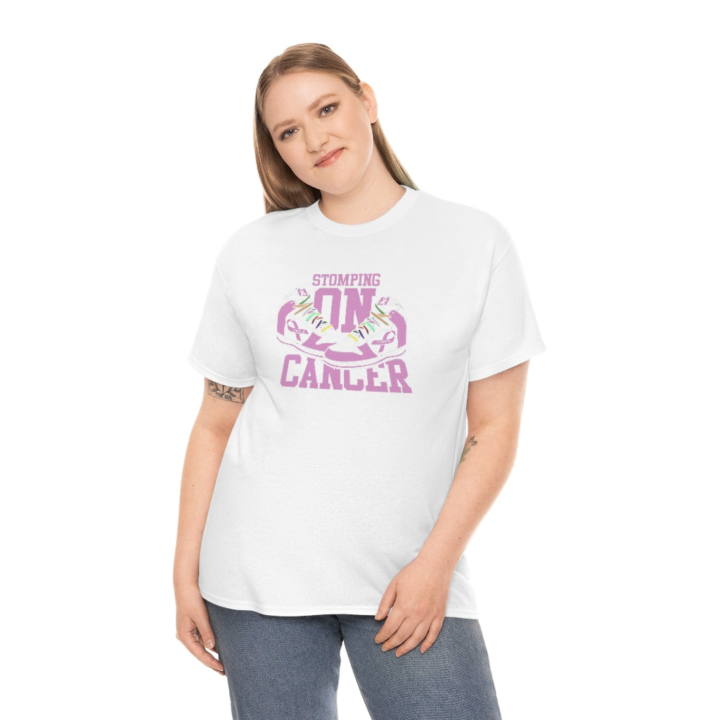 Stomping on Cancer Pink Unisex Heavy Cotton Tee