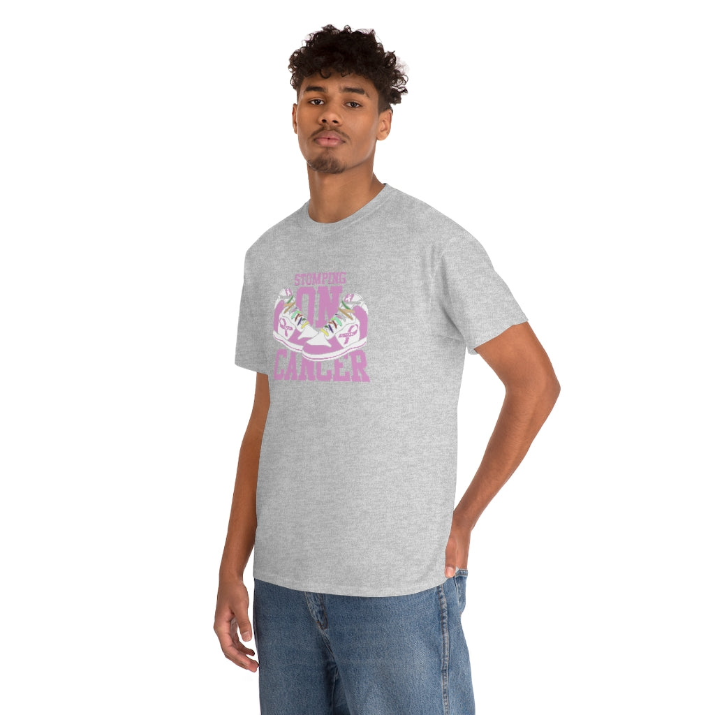 Stomping on Cancer Pink Unisex Heavy Cotton Tee