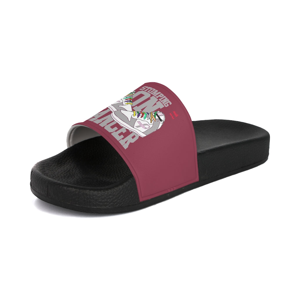 Stomping on Cancer Gray Women's Slide Sandals - Stomping on Cancer