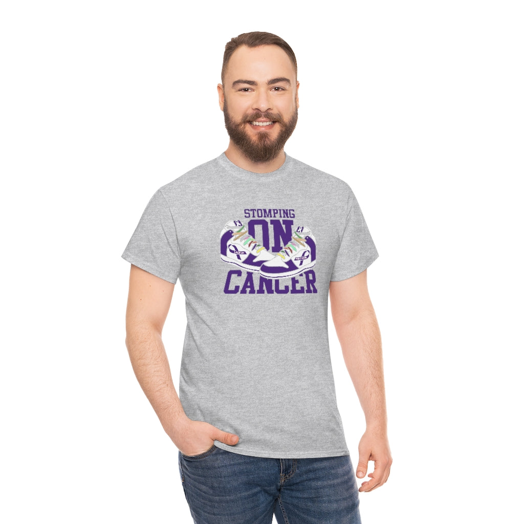 Stomping on Cancer Purple Unisex Heavy Cotton Tee