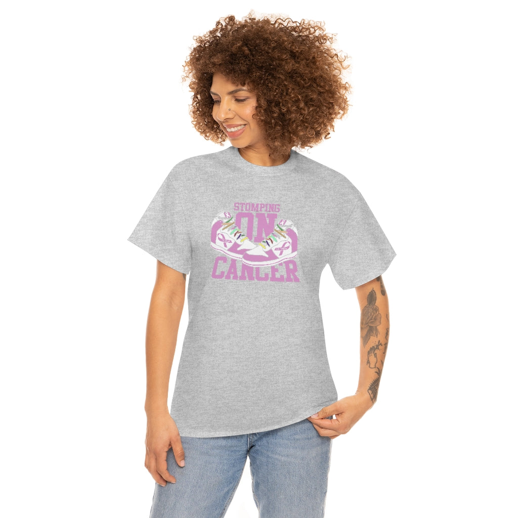 Stomping on Cancer Pink Unisex Heavy Cotton Tee