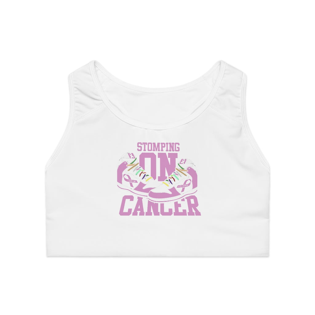 Stomping on Cancer Pink Sports Bra (AOP)