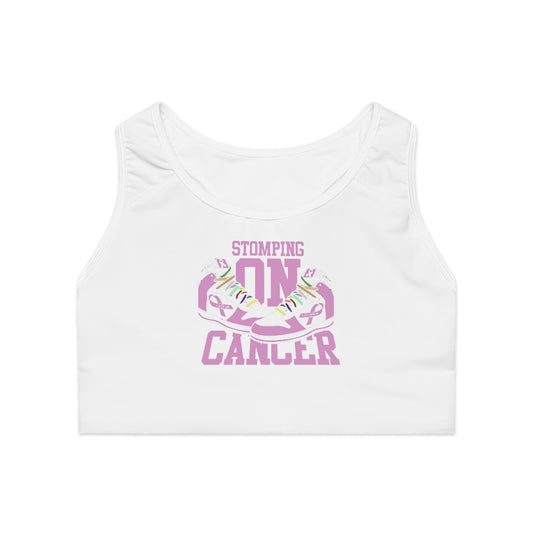 Stomping on Cancer Pink Sports Bra (AOP)