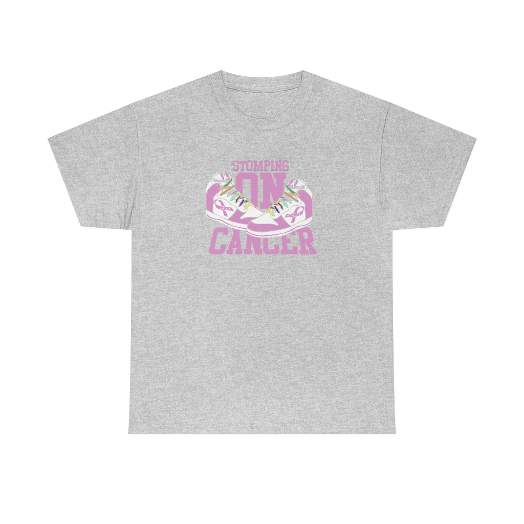 Stomping on Cancer Pink Unisex Heavy Cotton Tee