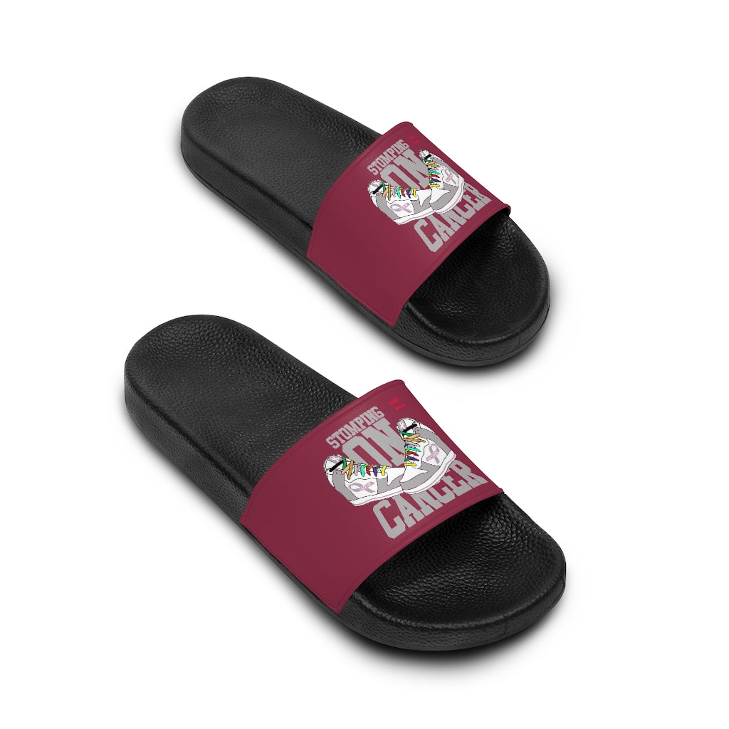 Stomping on Cancer Gray Women's Slide Sandals - Stomping on Cancer