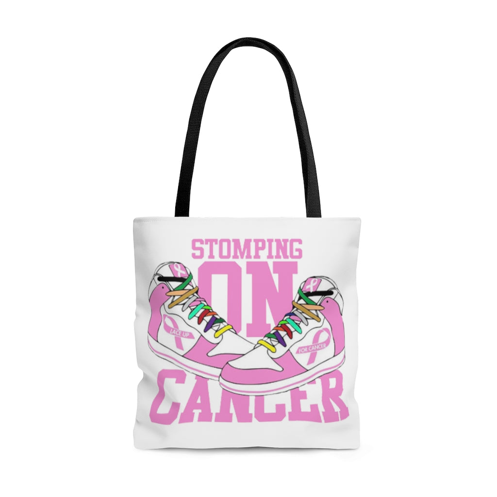 Stomping on Cancer Pink AOP Tote Bag