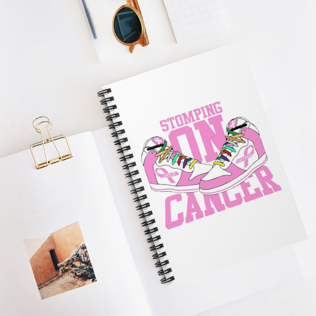 Stomping on Cancer Pink Spiral Notebook - Ruled Line