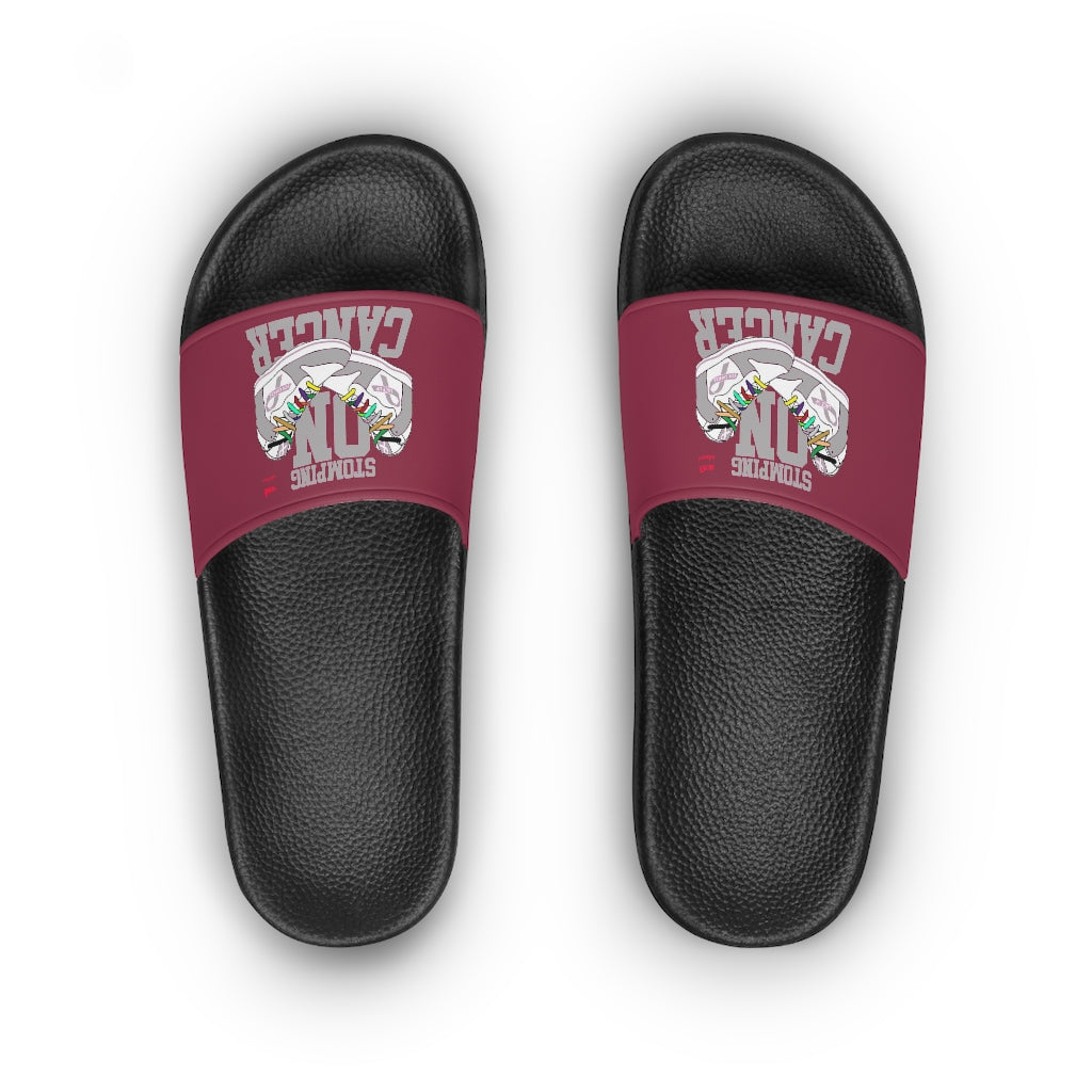 Stomping on Cancer Gray Women's Slide Sandals - Stomping on Cancer