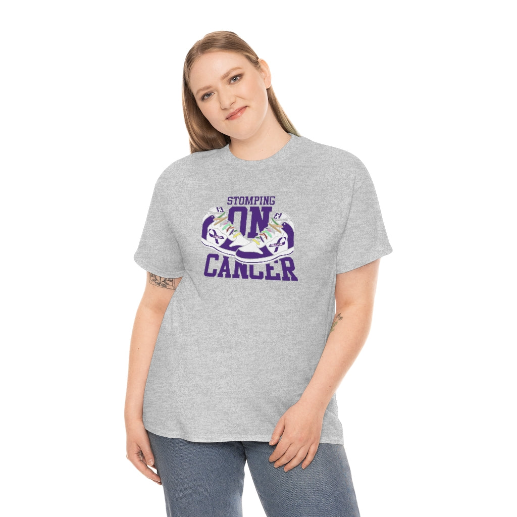 Stomping on Cancer Purple Unisex Heavy Cotton Tee