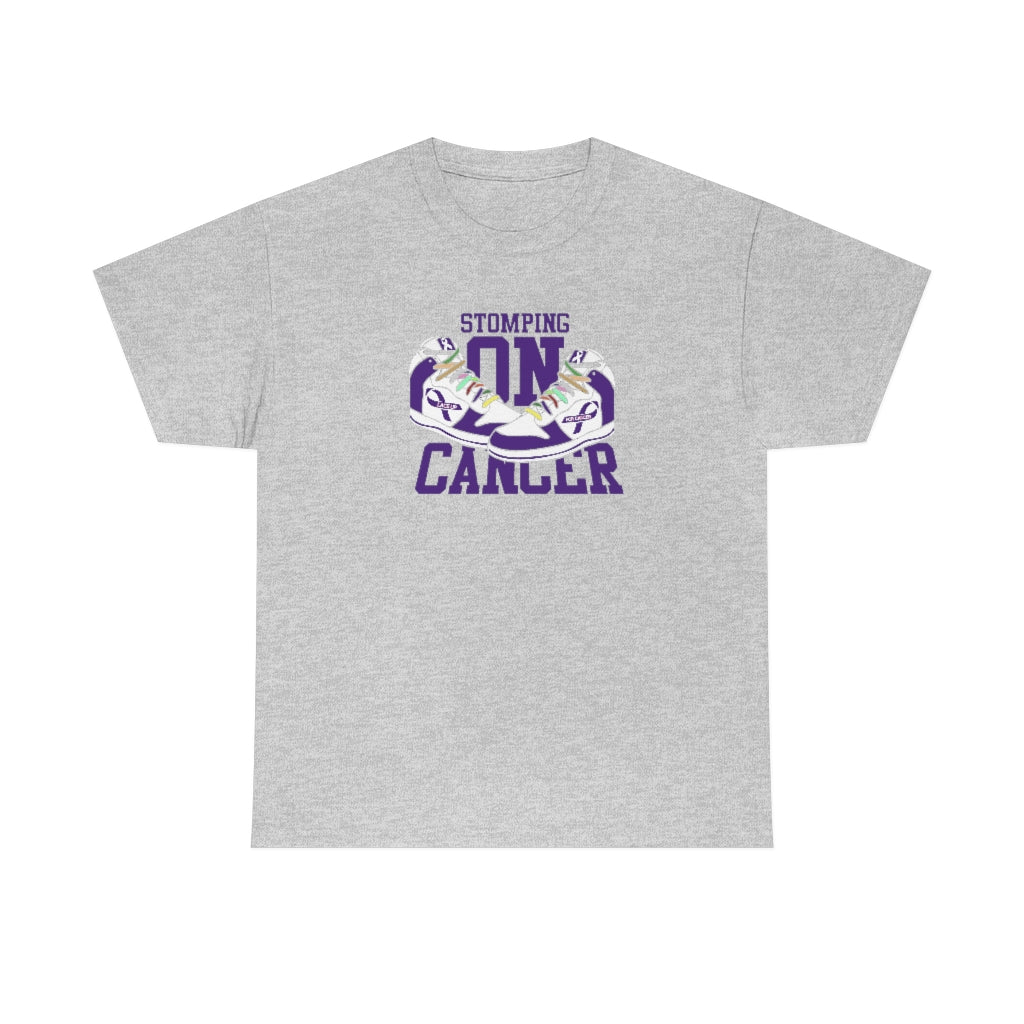 Stomping on Cancer Purple Unisex Heavy Cotton Tee