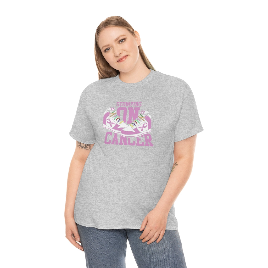 Stomping on Cancer Pink Unisex Heavy Cotton Tee