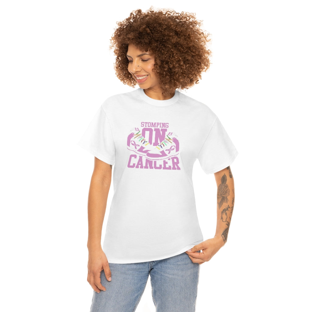 Stomping on Cancer Pink Unisex Heavy Cotton Tee