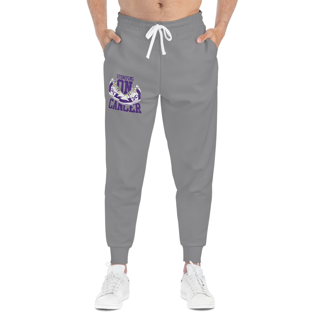 Stomping on Cancer Purple Athletic Joggers (AOP)