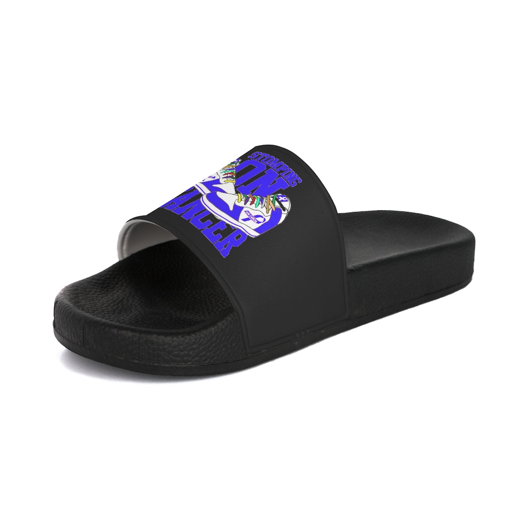 Stomping on Cancer Blue Women's Slide Sandals