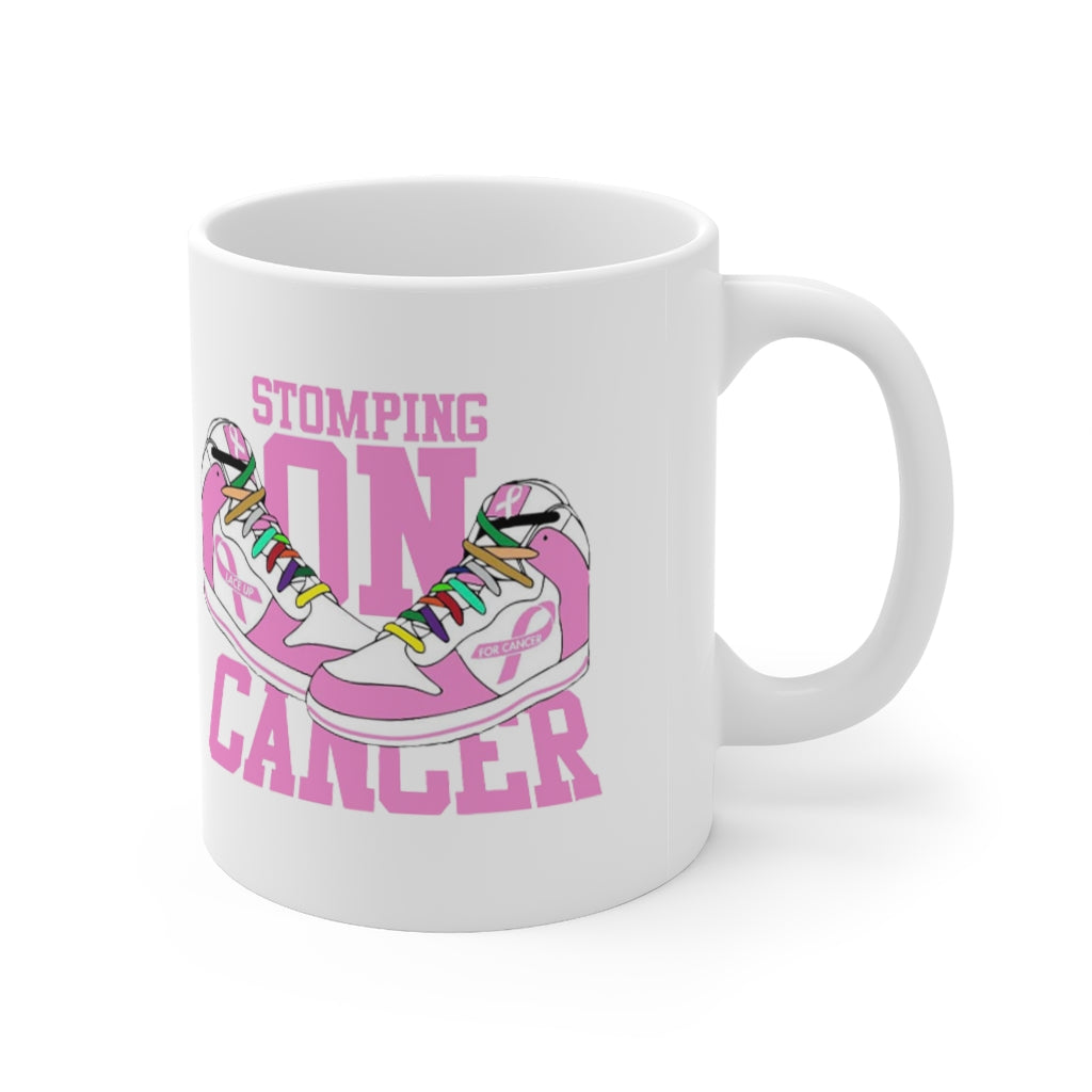 Stomping on Cancer Pink Ceramic Mug 11oz