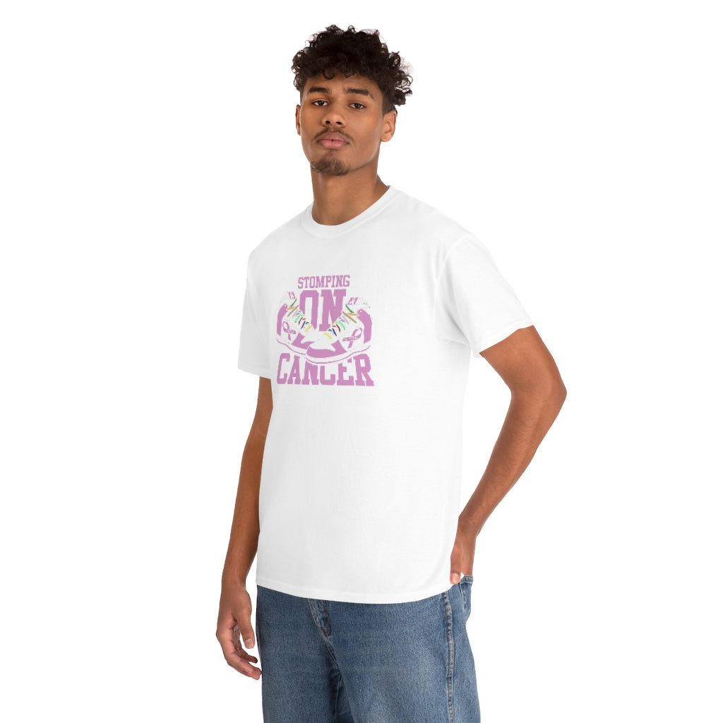 Stomping on Cancer Pink Unisex Heavy Cotton Tee