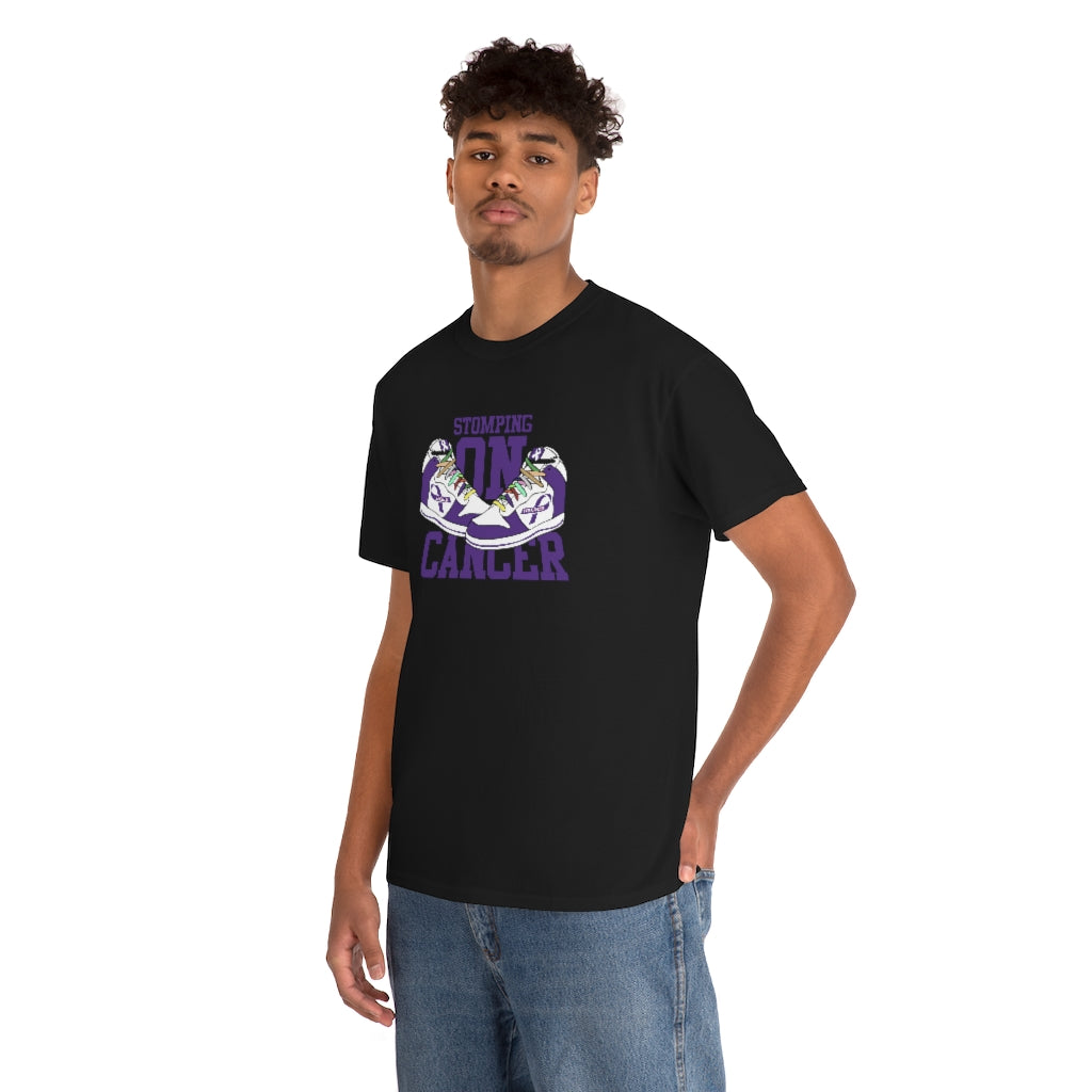 Stomping on Cancer Purple Unisex Heavy Cotton Tee