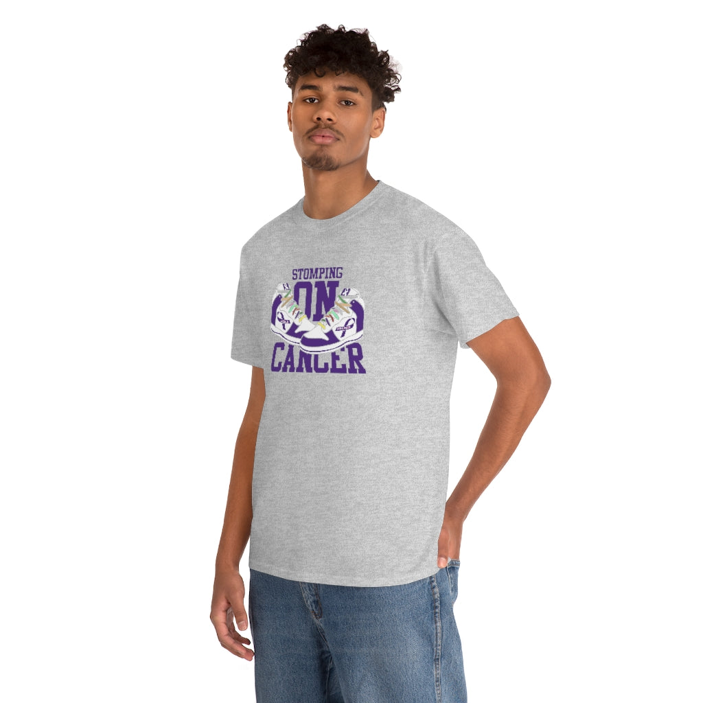 Stomping on Cancer Purple Unisex Heavy Cotton Tee