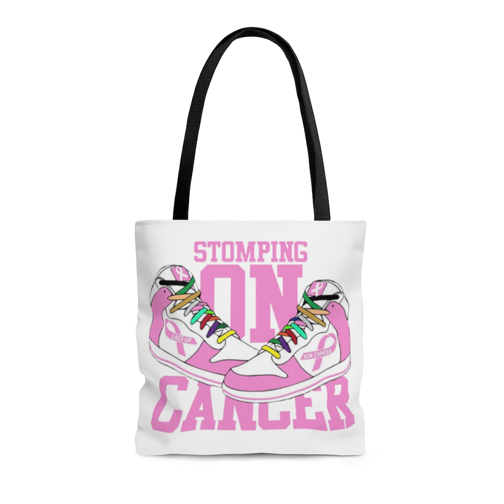 Stomping on Cancer Pink AOP Tote Bag